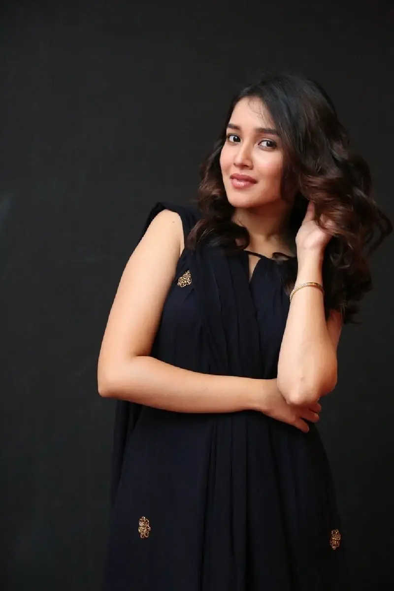 Actress Anikha Surendran in Black Dress at Butta Bomma Movie Trailer Launch